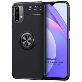 Microsonic Xiaomi Redmi Note 9 4G Kickstand Ring Holder Siyah Cep Telefonu Kılıfı
