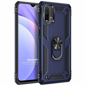 Microsonic Xiaomi Redmi Note 9 4G Military Ring Holder Lacivert Cep Telefonu Kılıfı