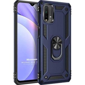 Microsonic Xiaomi Redmi Note 9 4G Military Ring Holder Lacivert Cep Telefonu Kılıfı