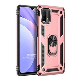 Microsonic Xiaomi Redmi Note 9 4G Military Ring Holder Rose Gold Cep Telefonu Kılıfı