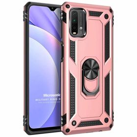 Microsonic Xiaomi Redmi Note 9 4G Military Ring Holder Rose Gold Cep Telefonu Kılıfı