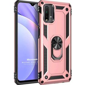 Microsonic Xiaomi Redmi Note 9 4G Military Ring Holder Rose Gold Cep Telefonu Kılıfı