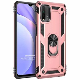 Microsonic Xiaomi Redmi Note 9 4G Military Ring Holder Rose Gold Cep Telefonu Kılıfı