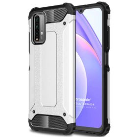 Microsonic Xiaomi Redmi Note 9 4G Rugged Armor Gümüş Cep Telefonu Kılıfı