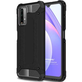 Microsonic Xiaomi Redmi Note 9 4G Rugged Armor Siyah Cep Telefonu Kılıfı