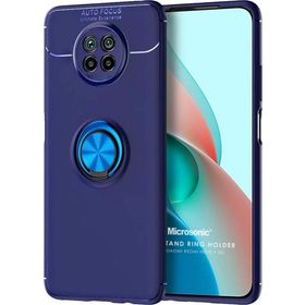 Microsonic Xiaomi Redmi Note 9 5G Kickstand Ring Holder Lacivert Cep Telefonu Kılıfı