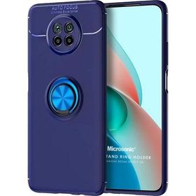 Microsonic Xiaomi Redmi Note 9 5G Kickstand Ring Holder Lacivert Cep Telefonu Kılıfı