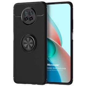 Microsonic Xiaomi Redmi Note 9 5G Kickstand Ring Holder Siyah Cep Telefonu Kılıfı