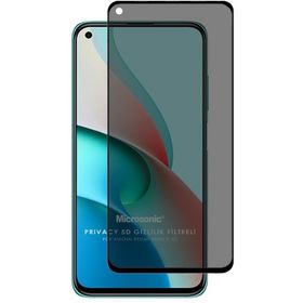 Microsonic Xiaomi Redmi Note 9 5G Privacy 5D Gizlilik Filtreli Siyah Cam Ekran Koruyucu