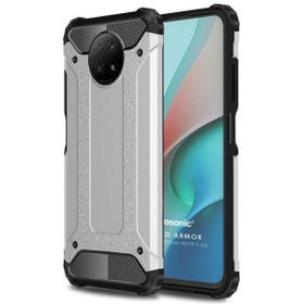 Microsonic Xiaomi Redmi Note 9 5G Rugged Armor Gümüş Cep Telefonu Kılıfı