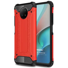 Microsonic Xiaomi Redmi Note 9 5G Rugged Armor Kırmızı Cep Telefonu Kılıfı
