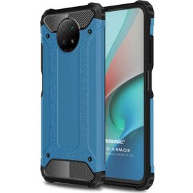 Microsonic Xiaomi Redmi Note 9 5G Rugged Armor Mavi Cep Telefonu Kılıfı