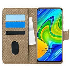 Microsonic Xiaomi Redmi Note 9 Fabric Book Wallet Gold Cep Telefonu Kılıfı