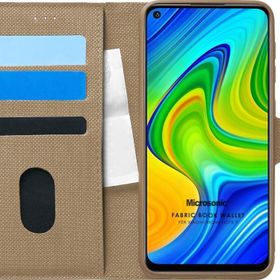 Microsonic Xiaomi Redmi Note 9 Fabric Book Wallet Gold Cep Telefonu Kılıfı