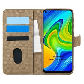 Microsonic Xiaomi Redmi Note 9 Fabric Book Wallet Gold Cep Telefonu Kılıfı