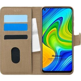 Microsonic Xiaomi Redmi Note 9 Fabric Book Wallet Gold Cep Telefonu Kılıfı