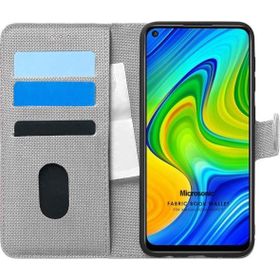 Microsonic Xiaomi Redmi Note 9 Fabric Book Wallet Gri Cep Telefonu Kılıfı