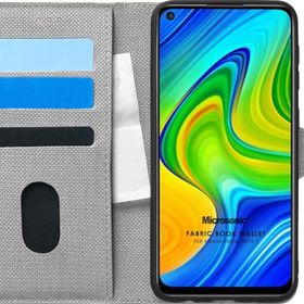 Microsonic Xiaomi Redmi Note 9 Fabric Book Wallet Gri Cep Telefonu Kılıfı