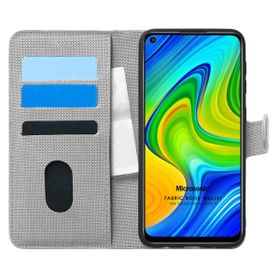 Microsonic Xiaomi Redmi Note 9 Fabric Book Wallet Gri Cep Telefonu Kılıfı