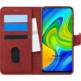 Microsonic Xiaomi Redmi Note 9 Fabric Book Wallet Kırmızı Cep Telefonu Kılıfı