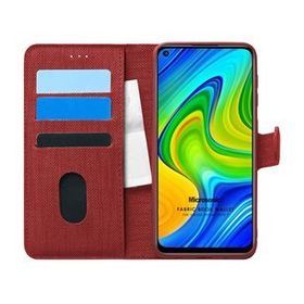 Microsonic Xiaomi Redmi Note 9 Fabric Book Wallet Kırmızı Cep Telefonu Kılıfı