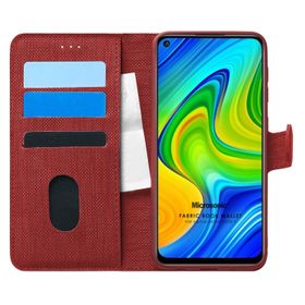Microsonic Xiaomi Redmi Note 9 Fabric Book Wallet Kırmızı Cep Telefonu Kılıfı
