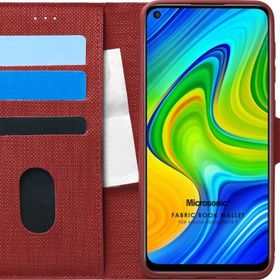 Microsonic Xiaomi Redmi Note 9 Fabric Book Wallet Kırmızı Cep Telefonu Kılıfı