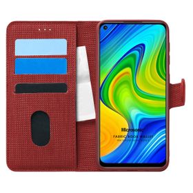 Microsonic Xiaomi Redmi Note 9 Fabric Book Wallet Kırmızı Cep Telefonu Kılıfı