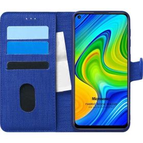 Microsonic Xiaomi Redmi Note 9 Fabric Book Wallet Lacivert Cep Telefonu Kılıfı