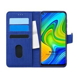 Microsonic Xiaomi Redmi Note 9 Fabric Book Wallet Lacivert Cep Telefonu Kılıfı
