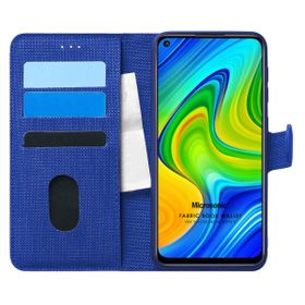 Microsonic Xiaomi Redmi Note 9 Fabric Book Wallet Lacivert Cep Telefonu Kılıfı