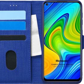 Microsonic Xiaomi Redmi Note 9 Fabric Book Wallet Lacivert Cep Telefonu Kılıfı