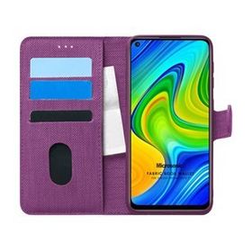 Microsonic Xiaomi Redmi Note 9 Fabric Book Wallet Mor Cep Telefonu Kılıfı