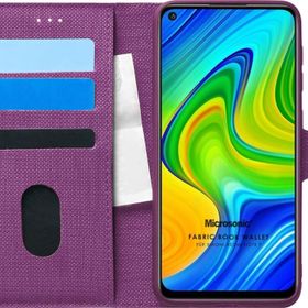 Microsonic Xiaomi Redmi Note 9 Fabric Book Wallet Mor Cep Telefonu Kılıfı