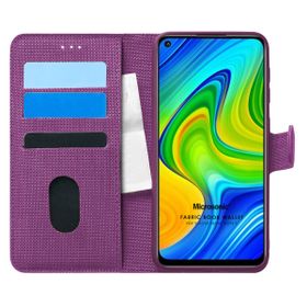 Microsonic Xiaomi Redmi Note 9 Fabric Book Wallet Mor Cep Telefonu Kılıfı