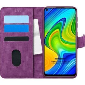 Microsonic Xiaomi Redmi Note 9 Fabric Book Wallet Mor Cep Telefonu Kılıfı