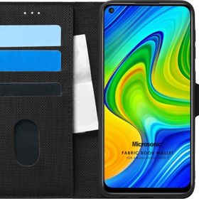 Microsonic Xiaomi Redmi Note 9 Fabric Book Wallet Siyah Cep Telefonu Kılıfı