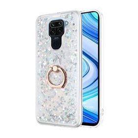 Microsonic Xiaomi Redmi Note 9 Glitter Liquid Holder Gümüş Cep Telefonu Kılıfı