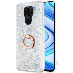Microsonic Xiaomi Redmi Note 9 Glitter Liquid Holder Gümüş Cep Telefonu Kılıfı