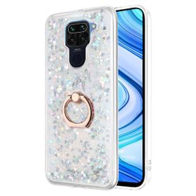 Microsonic Xiaomi Redmi Note 9 Glitter Liquid Holder Gümüş Cep Telefonu Kılıfı