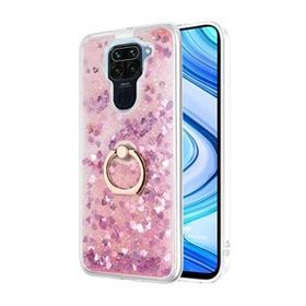 Microsonic Xiaomi Redmi Note 9 Glitter Liquid Holder Pembe Cep Telefonu Kılıfı
