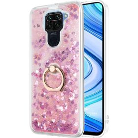 Microsonic Xiaomi Redmi Note 9 Glitter Liquid Holder Pembe Cep Telefonu Kılıfı
