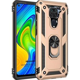 Microsonic Xiaomi Redmi Note 9 Military Ring Holder Gold Cep Telefonu Kılıfı