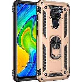 Microsonic Xiaomi Redmi Note 9 Military Ring Holder Gold Cep Telefonu Kılıfı