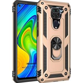Microsonic Xiaomi Redmi Note 9 Military Ring Holder Gold Cep Telefonu Kılıfı