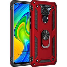 Microsonic Xiaomi Redmi Note 9 Military Ring Holder Kırmızı Cep Telefonu Kılıfı