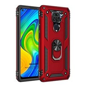 Microsonic Xiaomi Redmi Note 9 Military Ring Holder Kırmızı Cep Telefonu Kılıfı
