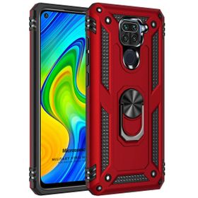 Microsonic Xiaomi Redmi Note 9 Military Ring Holder Kırmızı Cep Telefonu Kılıfı