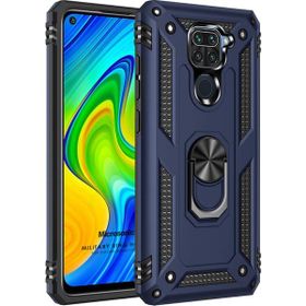 Microsonic Xiaomi Redmi Note 9 Military Ring Holder Lacivert Cep Telefonu Kılıfı