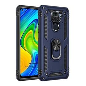 Microsonic Xiaomi Redmi Note 9 Military Ring Holder Lacivert Cep Telefonu Kılıfı
